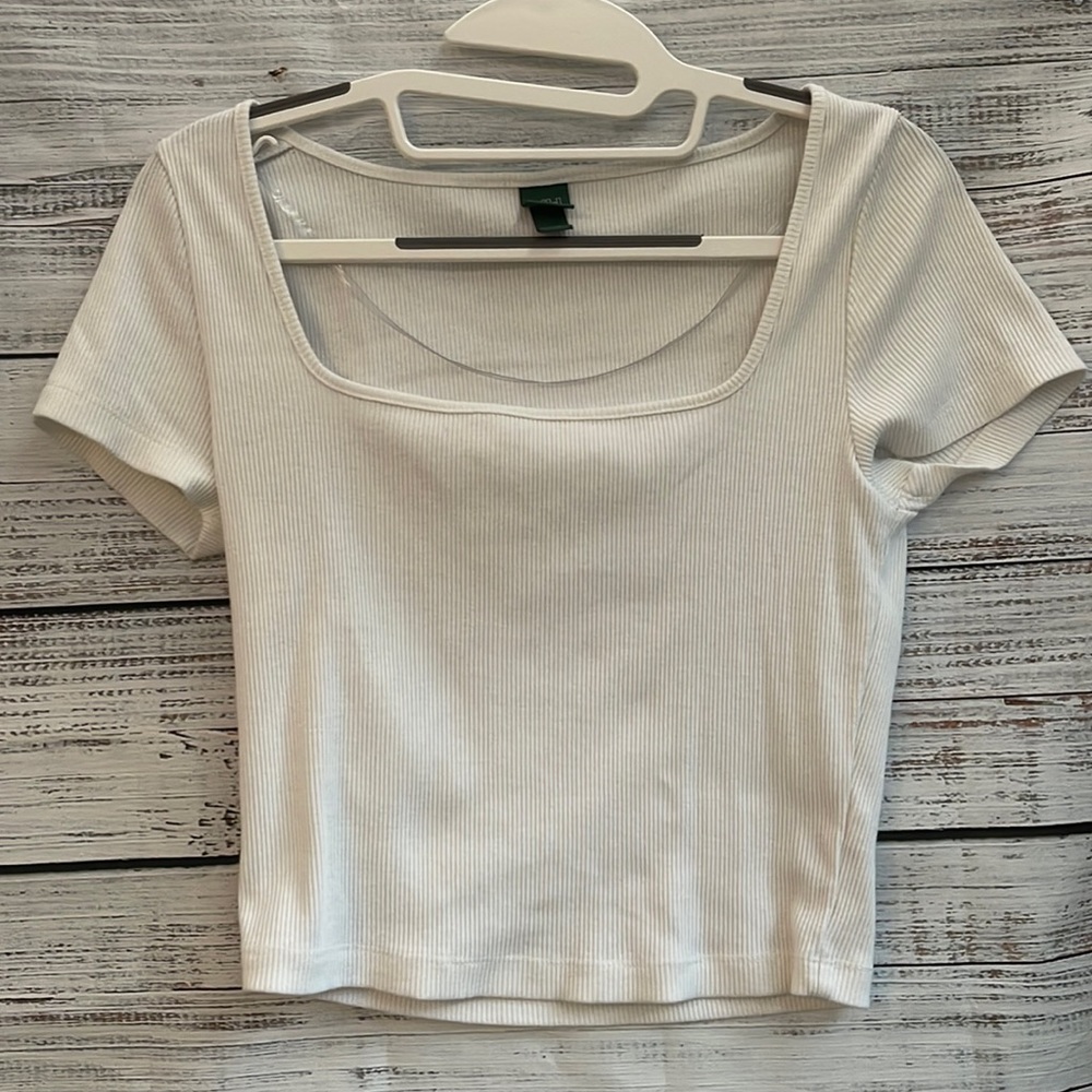 White Square Neck Crop Top
